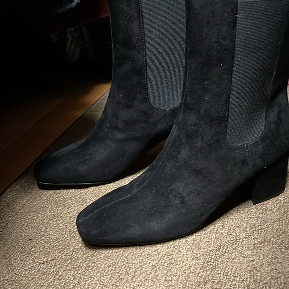 Block Heel Suede Chelsea Booties - Picture 5 of 6